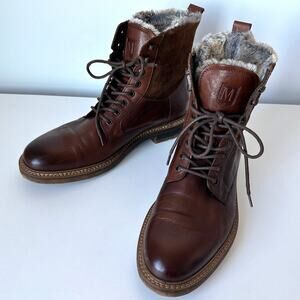 Bruno Magli Cerone Brown Leather Lace Up Boots Size 9.5 M